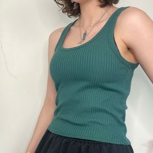 Dark turquoise ribbed American Eagle tank